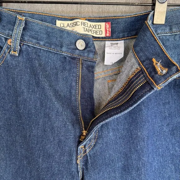 Vintage Levi's 100% Cotton Dark Blue Denim Classic Relaxed Tapered Jeans Size 10