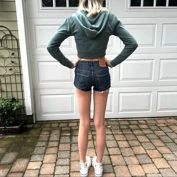 VINTAGE LEVI'S 505 black Denim Cutoff Shorts 24 0 2 Jean cut off xs