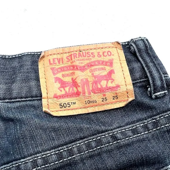 VINTAGE LEVI'S 505 black Denim Cutoff Shorts 24 0 2 Jean cut off xs