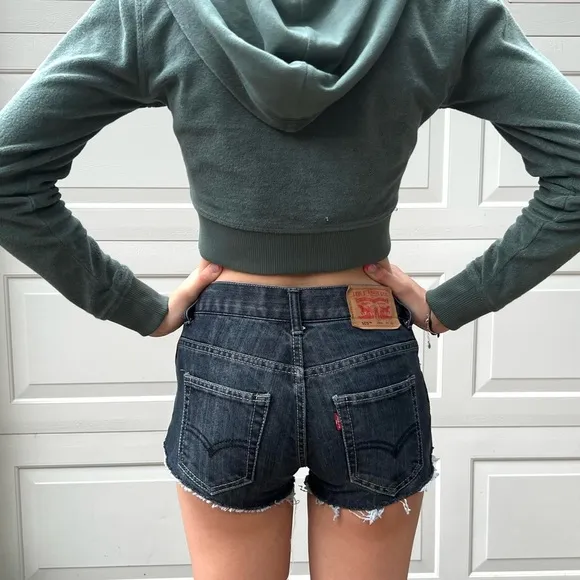 VINTAGE LEVI'S 505 black Denim Cutoff Shorts 24 0 2 Jean cut off xs