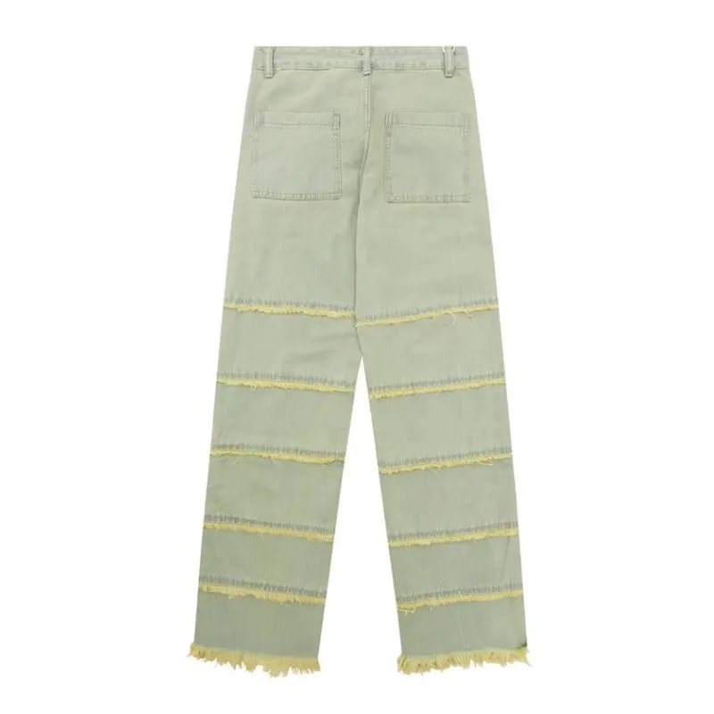 Vintage Raw Edge Washed Straight Jeans