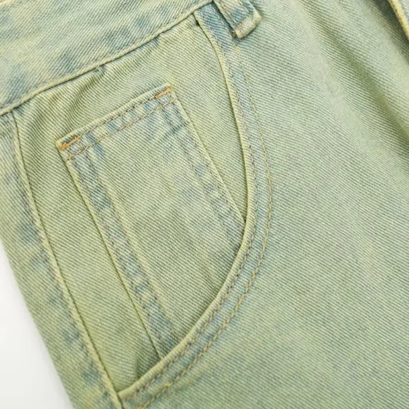 Vintage Raw Edge Washed Straight Jeans