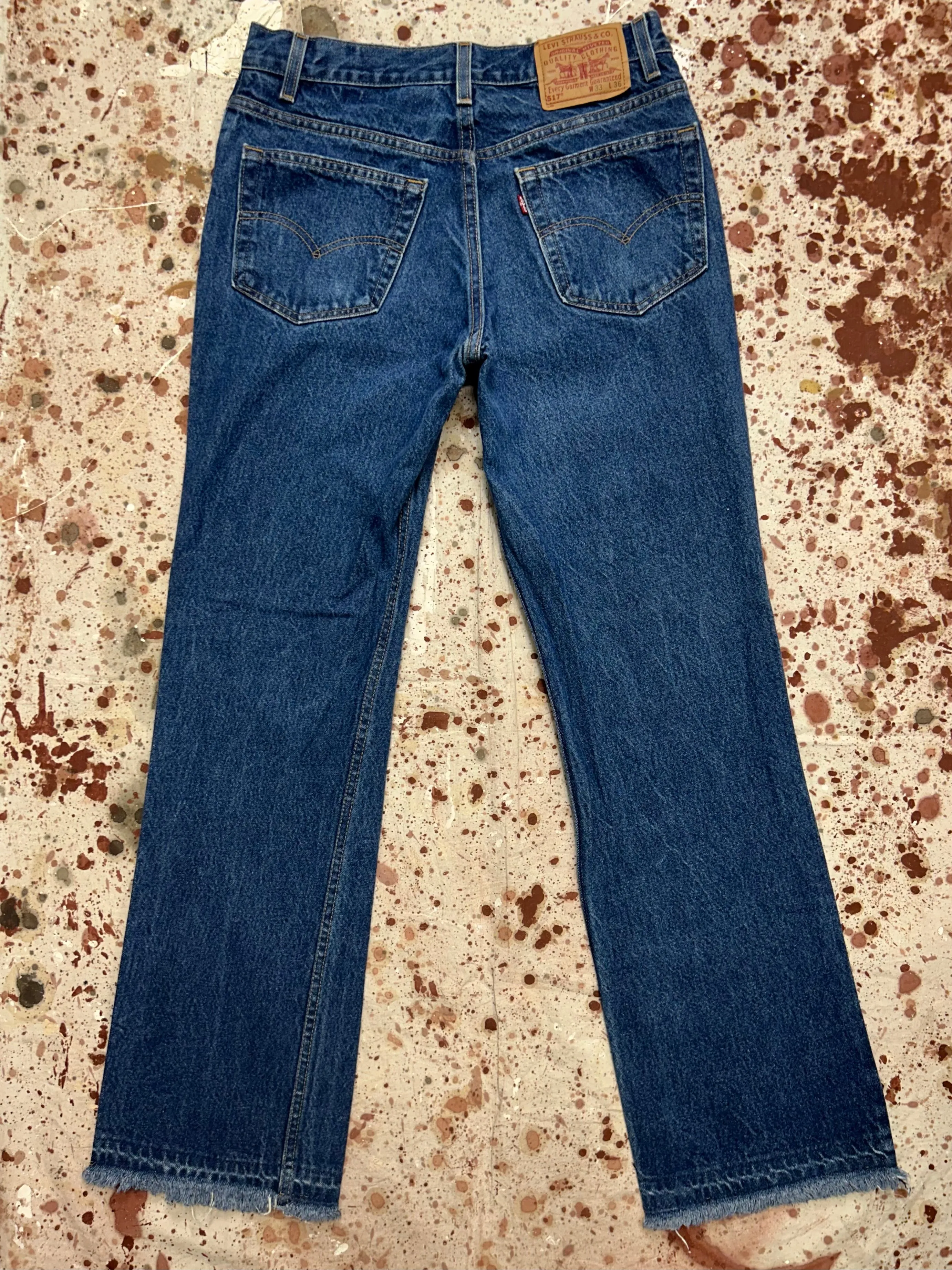 Vintage USA Levi's 517 Busted Cuff Dark Wash Denim Jeans (JYJ1124-376)