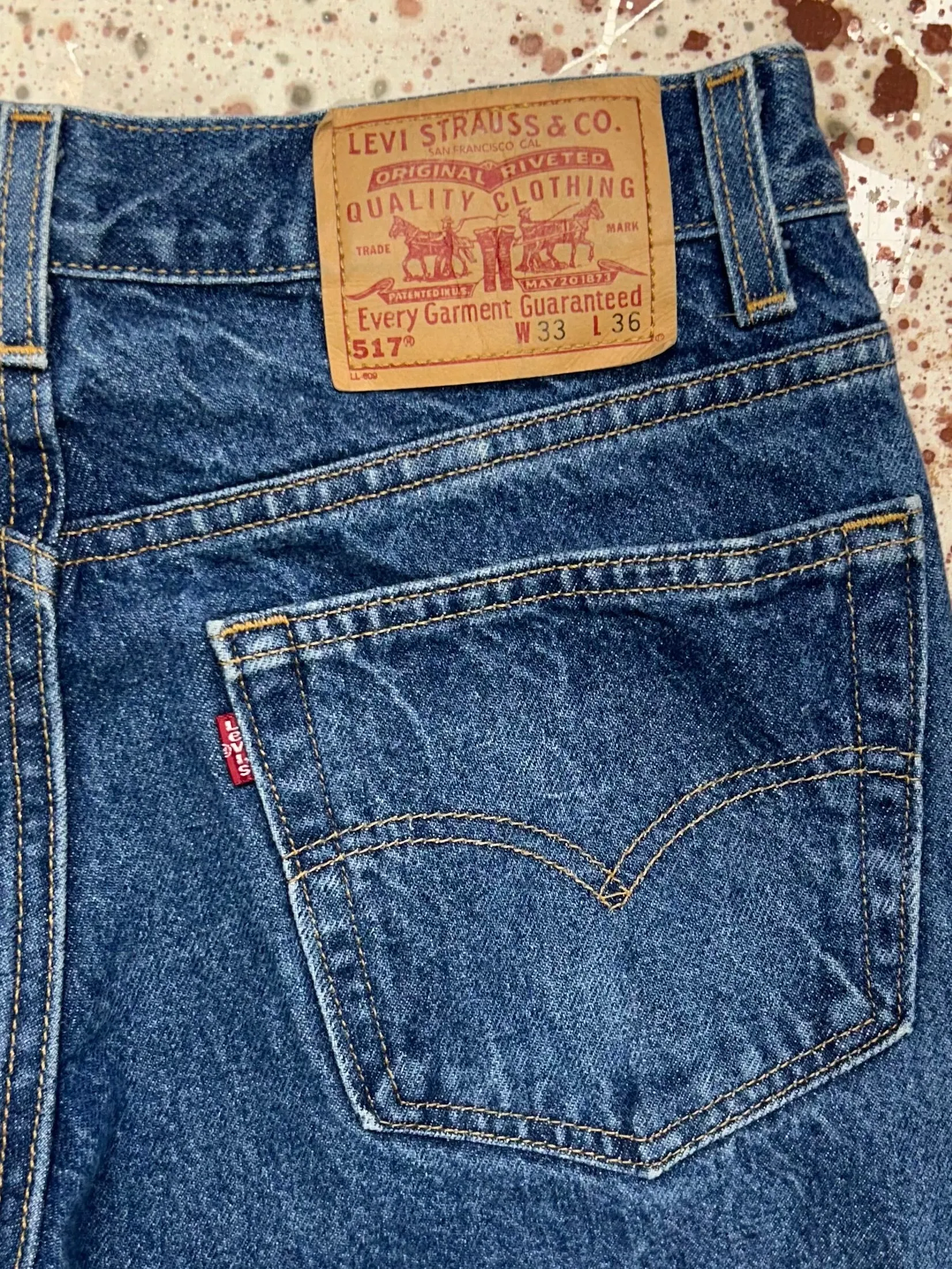 Vintage USA Levi's 517 Busted Cuff Dark Wash Denim Jeans (JYJ1124-376)