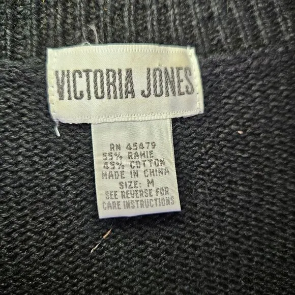 Vintage Victoria Jones Beaded Gold Embroidered Button Down Cardigan Sweater M