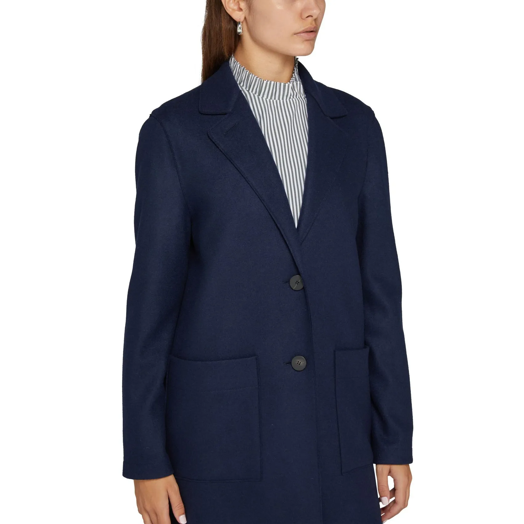 W Long Boxy Coat Cashmere, Navy