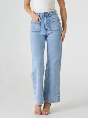 Wakee : Marlo Wide Leg Jeans : Light Wash