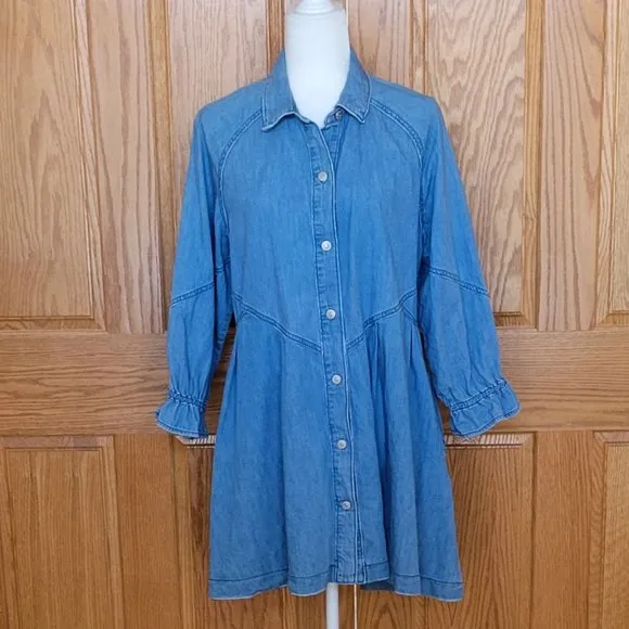 We the Free Hannah Denim Mini Dress Tunic Free People