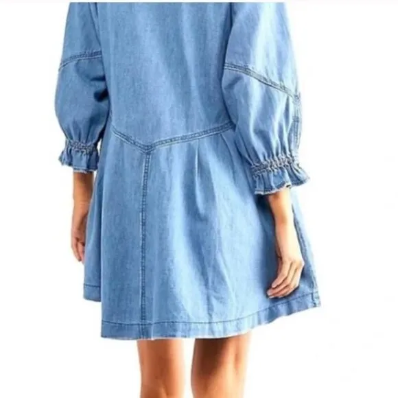 We the Free Hannah Denim Mini Dress Tunic Free People