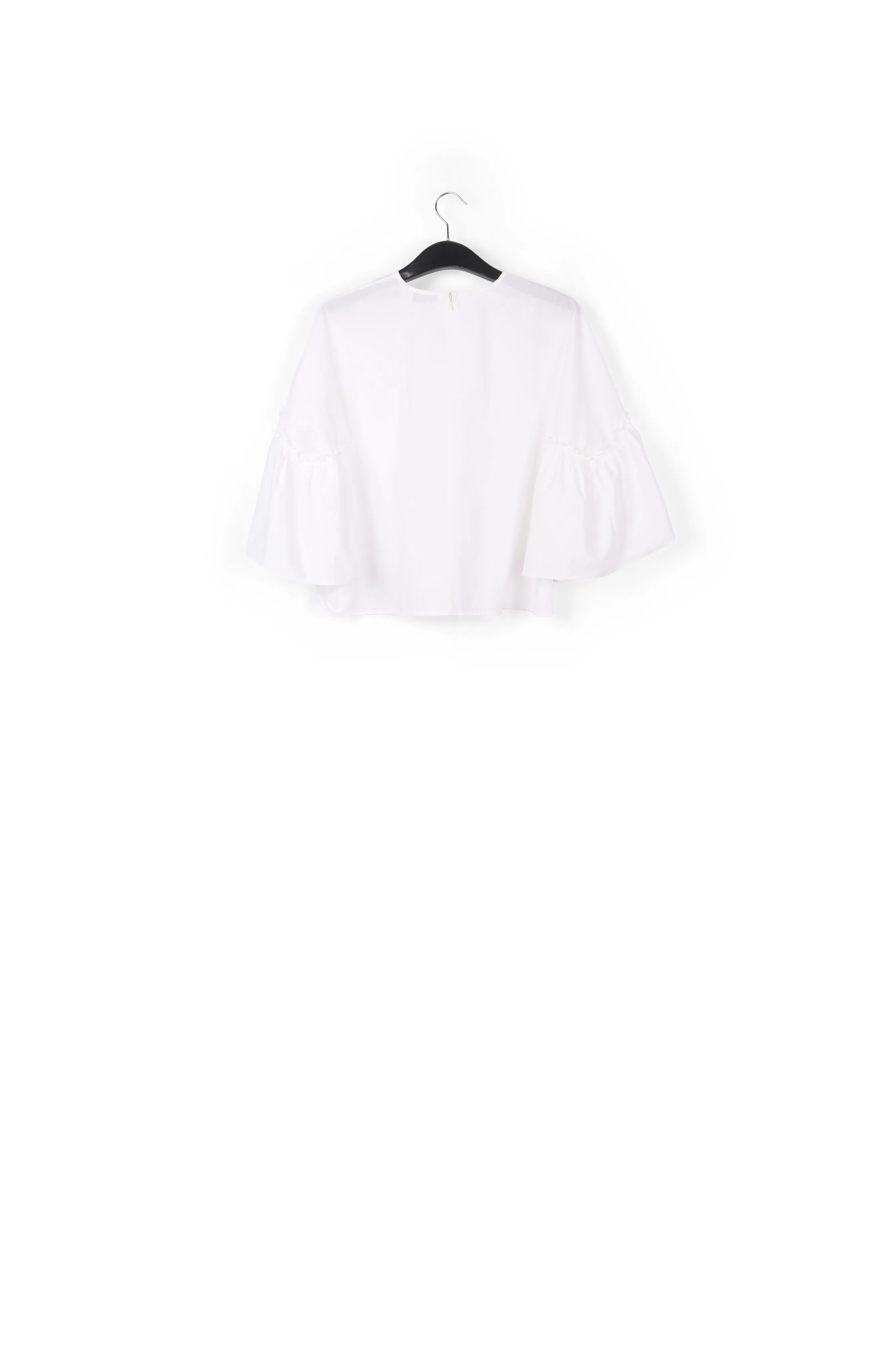 White cotton top with ruffled sleeves