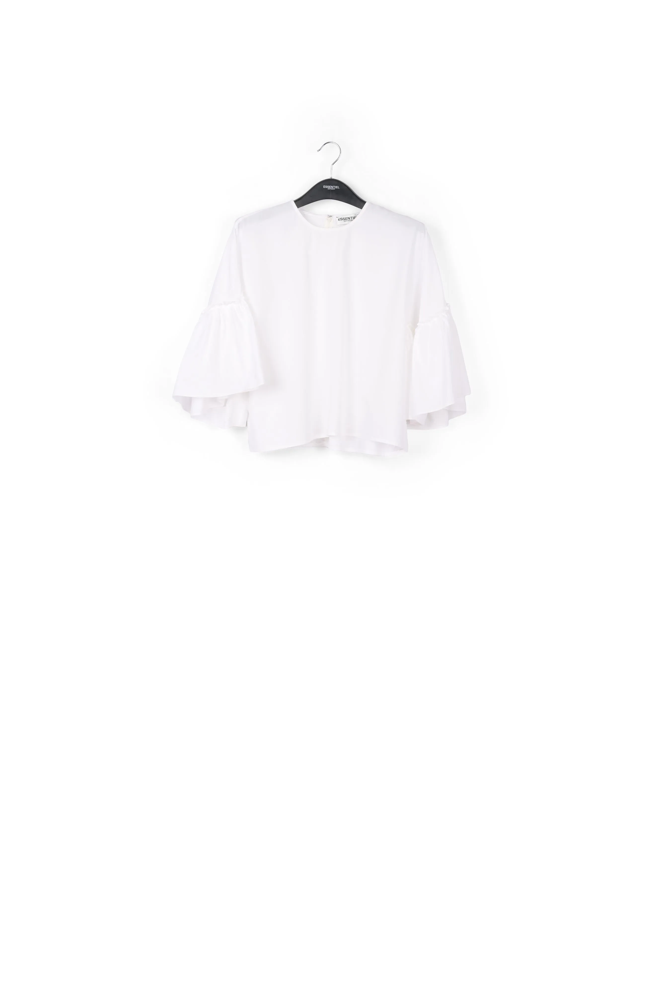 White cotton top with ruffled sleeves