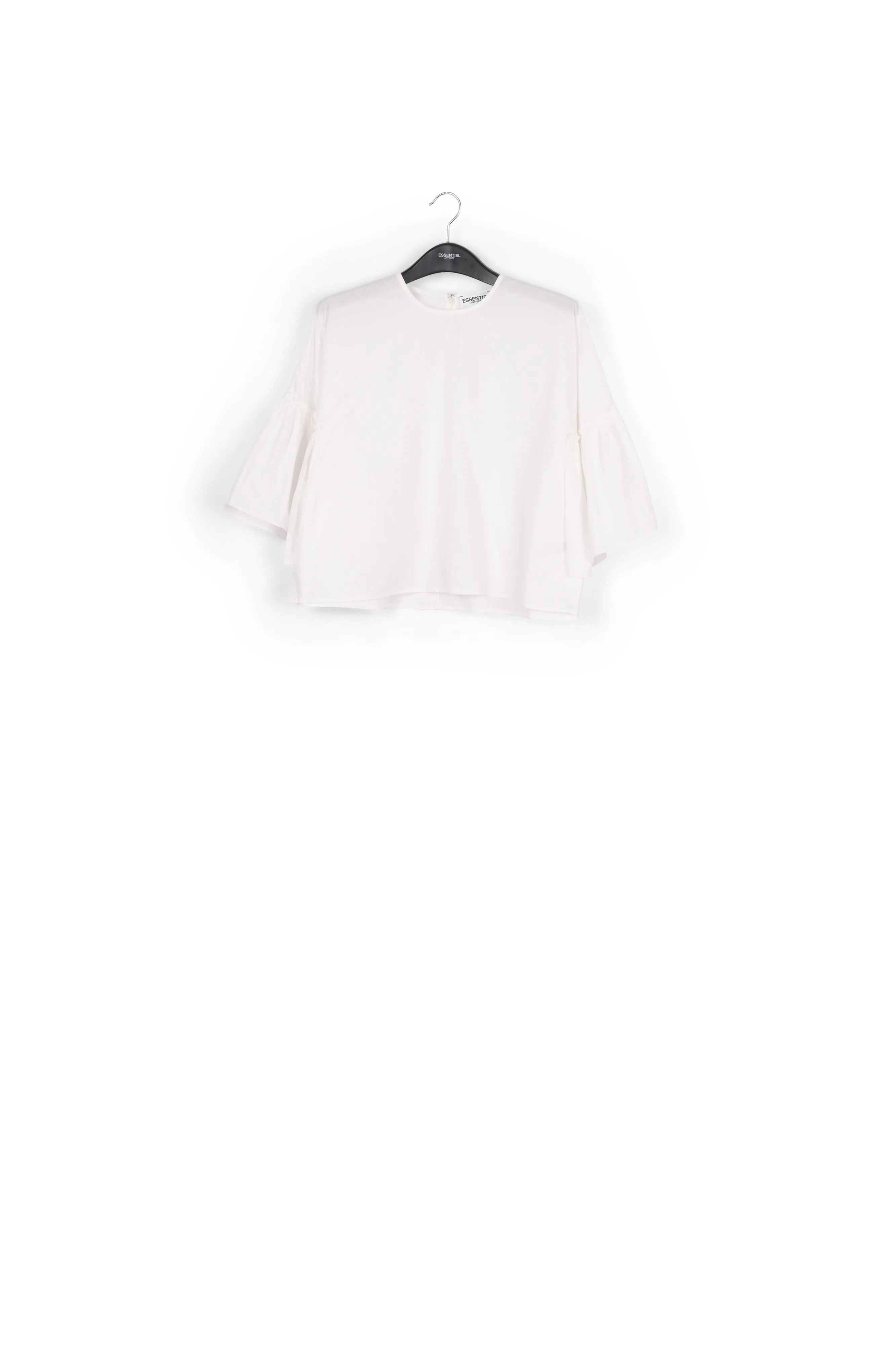 White cotton top with ruffled sleeves