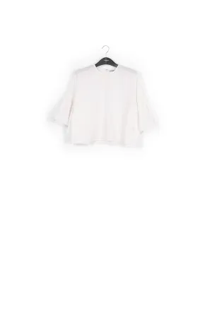 White cotton top with ruffled sleeves