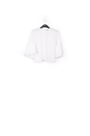 White cotton top with ruffled sleeves