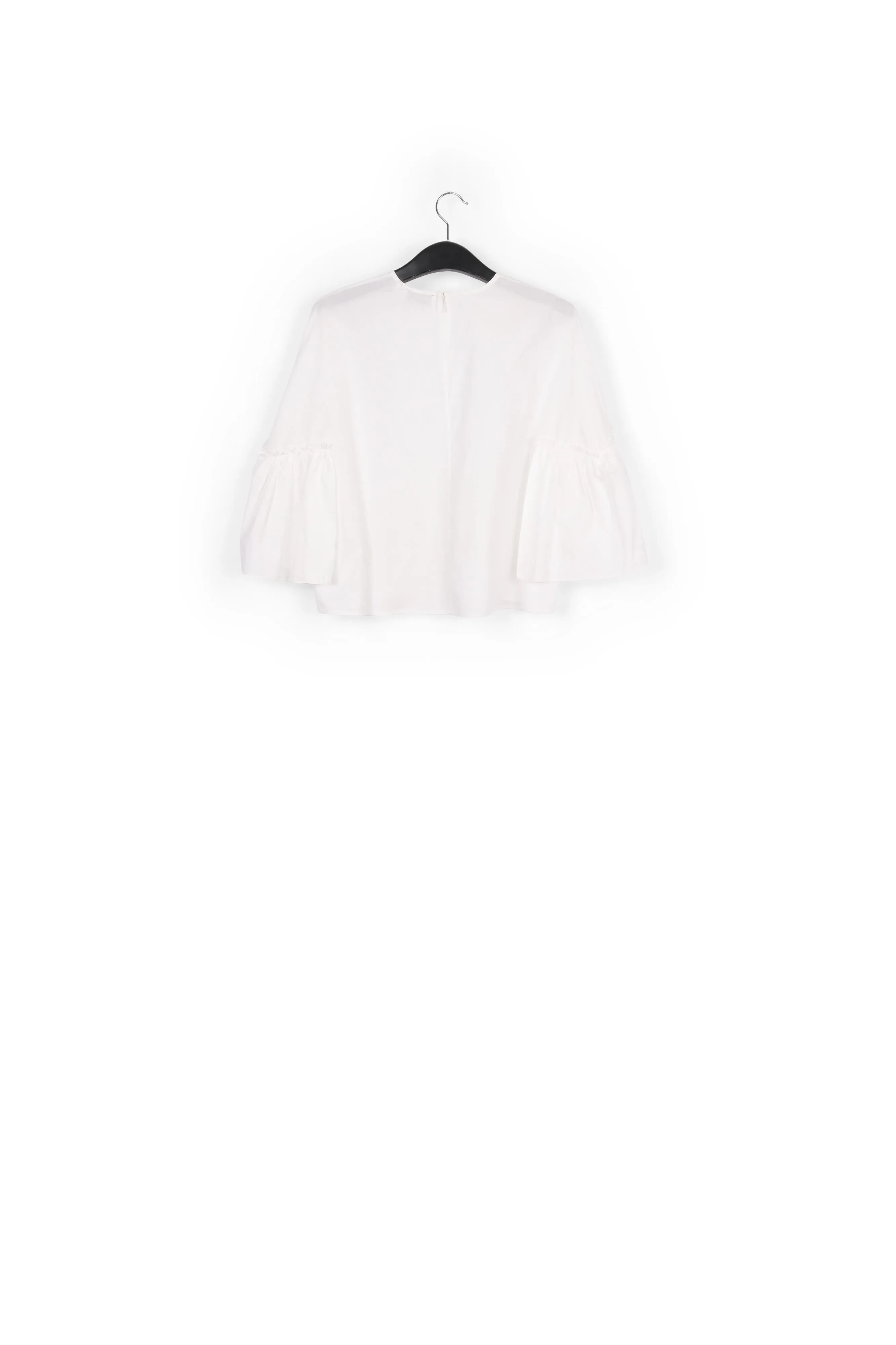 White cotton top with ruffled sleeves