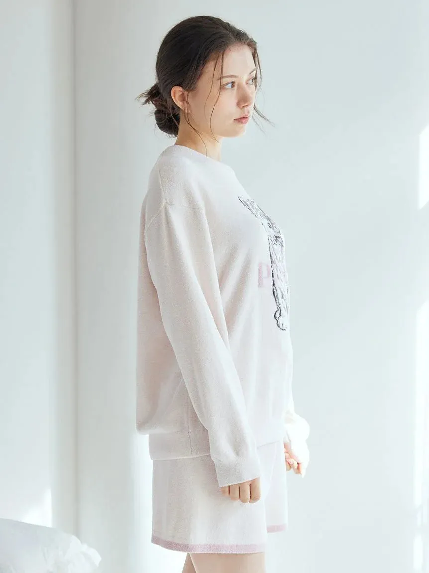 White Tiger Pullover & Shorts Loungewear Set