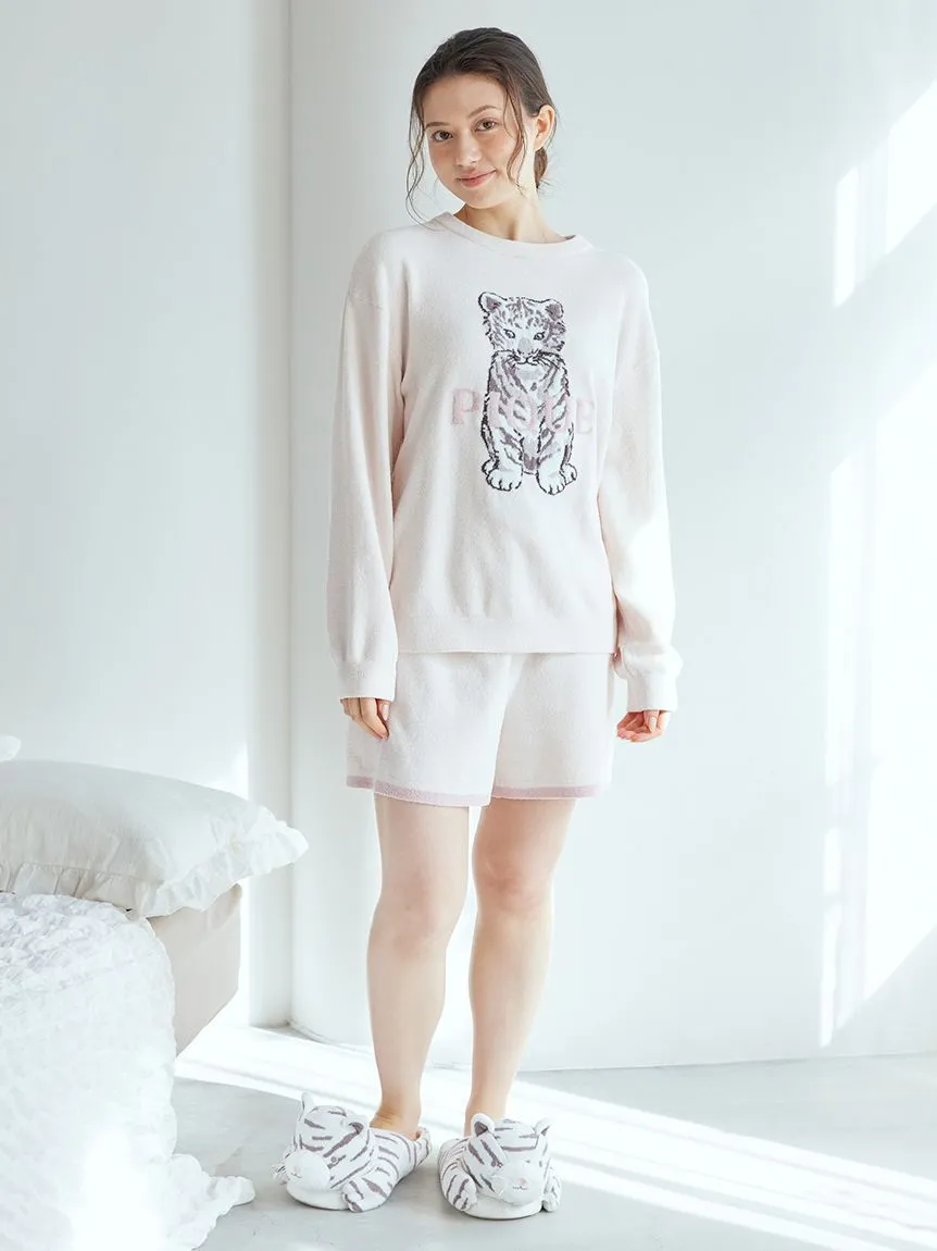 White Tiger Pullover & Shorts Loungewear Set
