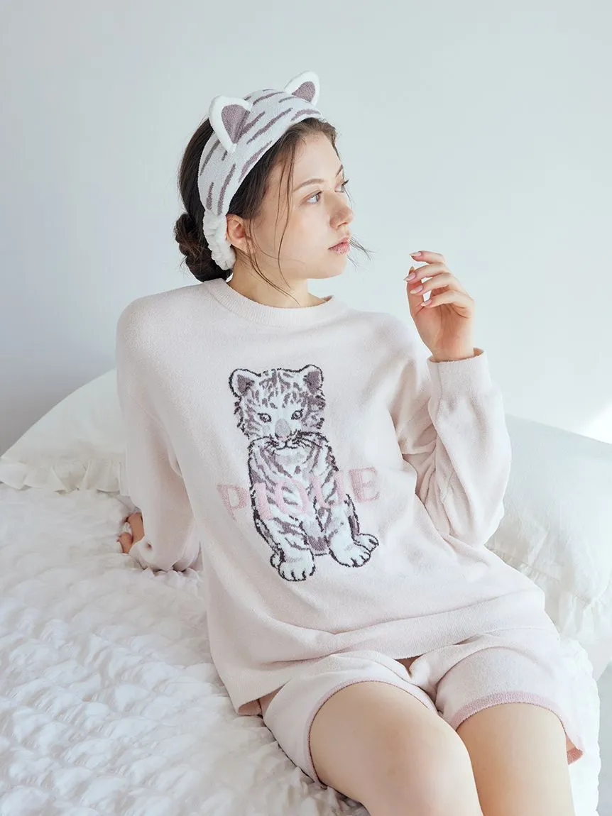 White Tiger Pullover & Shorts Loungewear Set