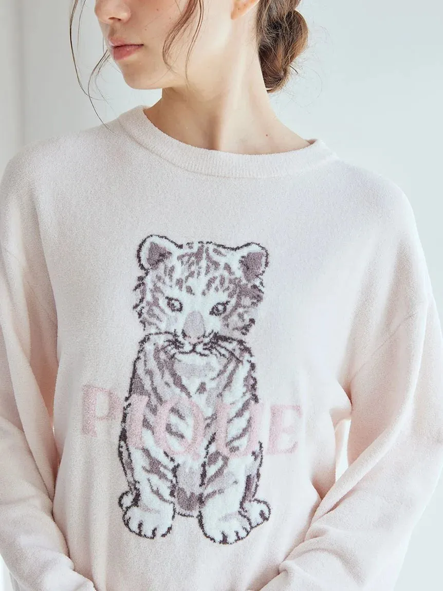 White Tiger Pullover & Shorts Loungewear Set