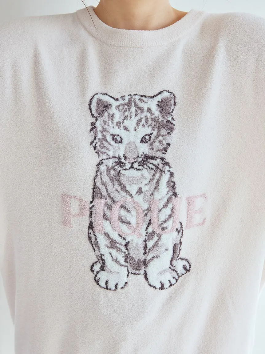 White Tiger Pullover & Shorts Loungewear Set