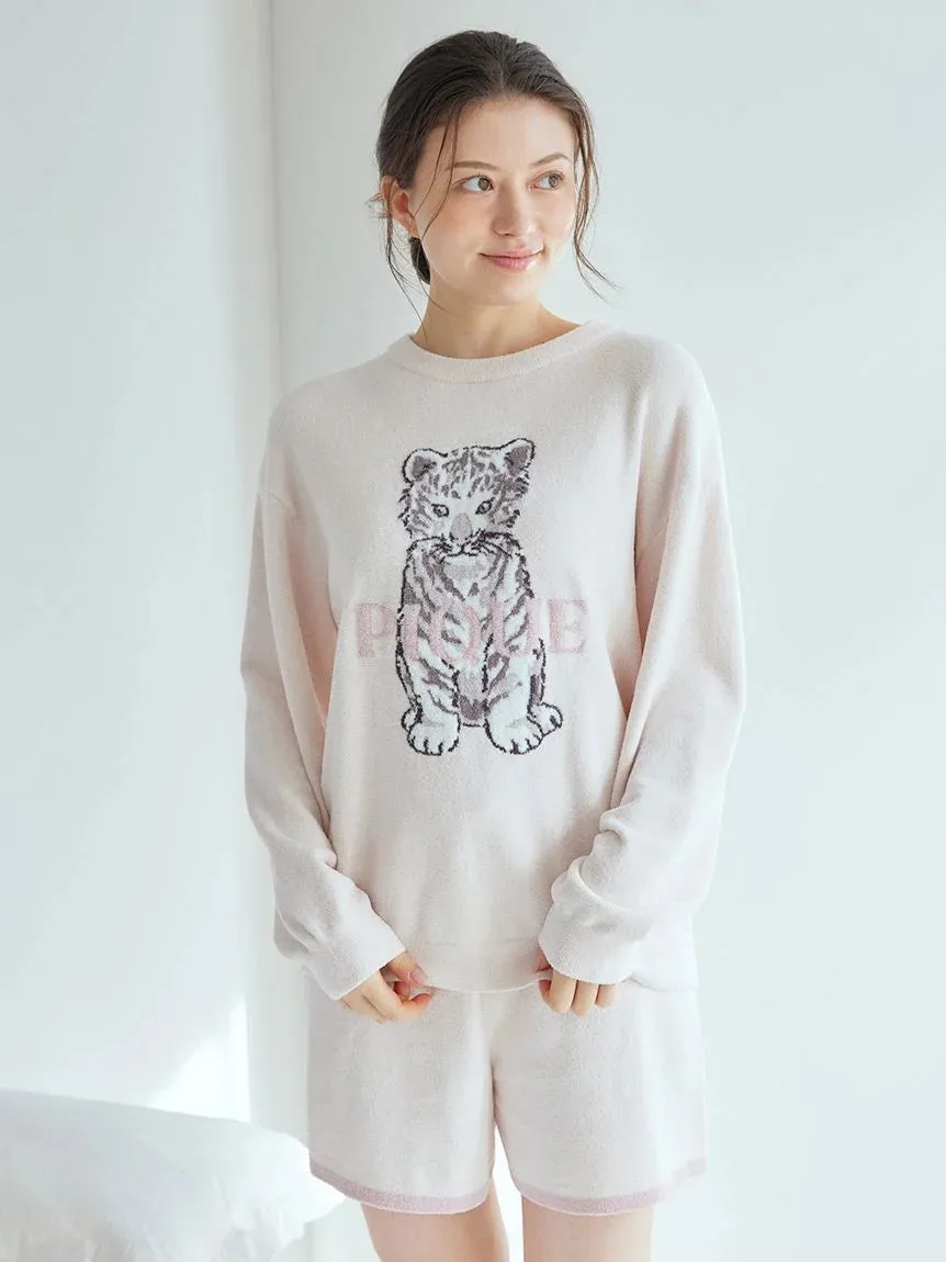 White Tiger Pullover & Shorts Loungewear Set
