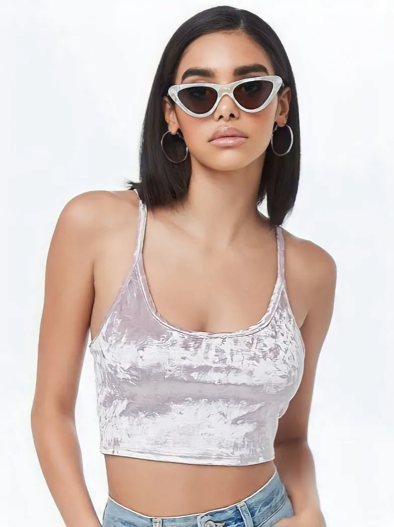 White Velvet Crop Top
