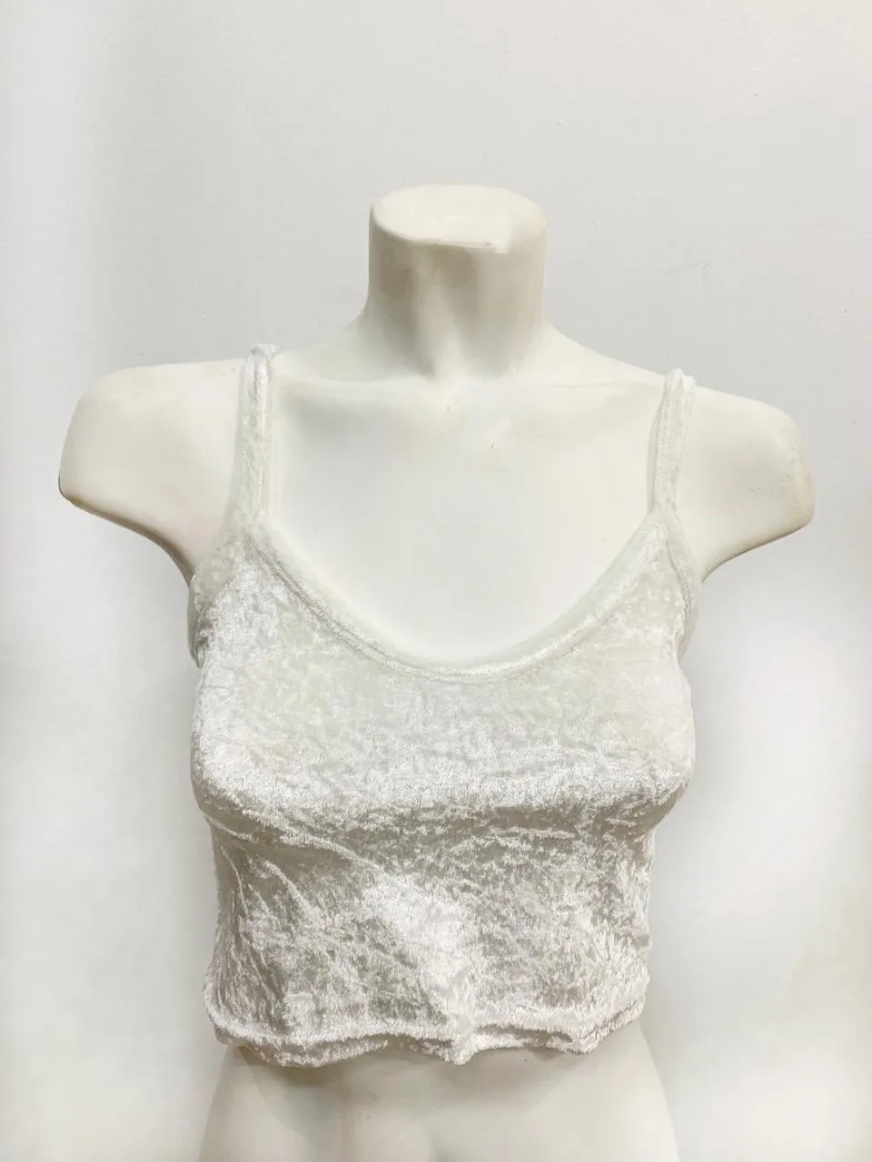 White Velvet Crop Top