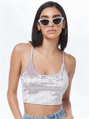 White Velvet Crop Top