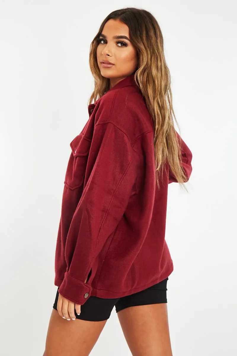 Wine Pocket Oversized Brushed Shacket - Caley
