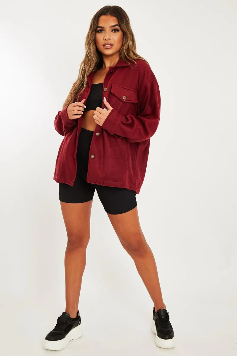 Wine Pocket Oversized Brushed Shacket - Caley