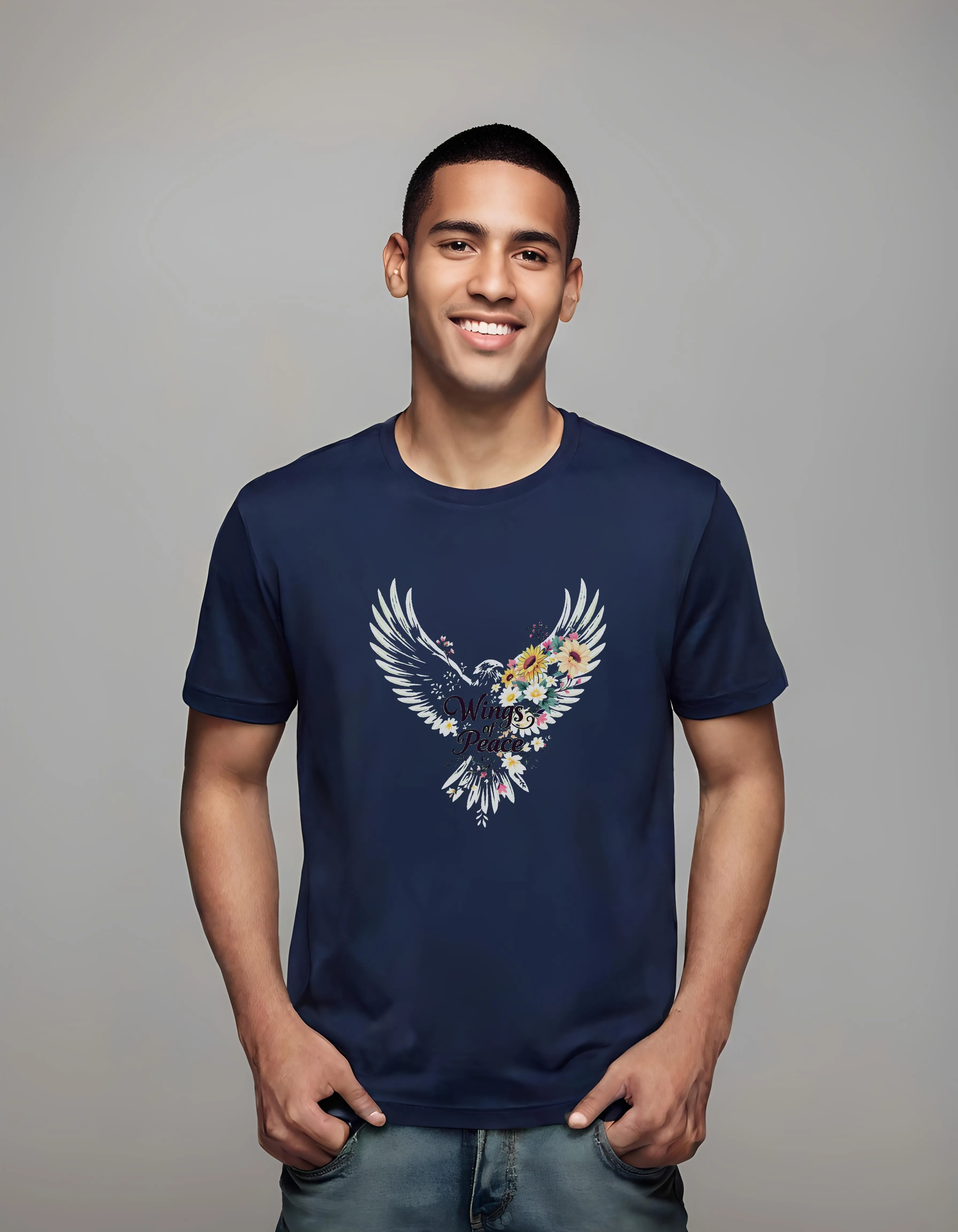 Wings of Peace Floral Hawk Design | Classic T-Shirt (Unisex)