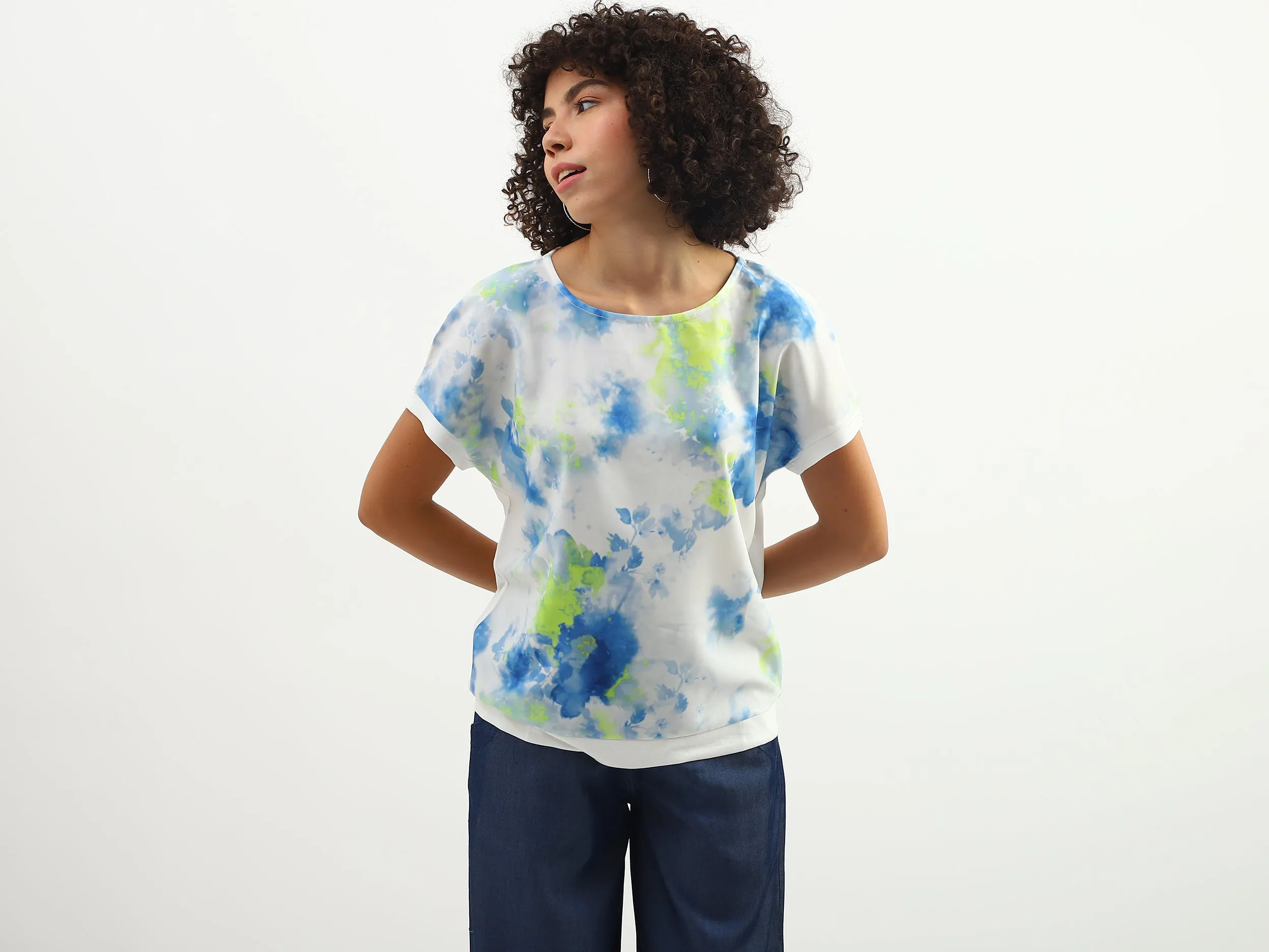 Women Tie & Dye Round Neck Top