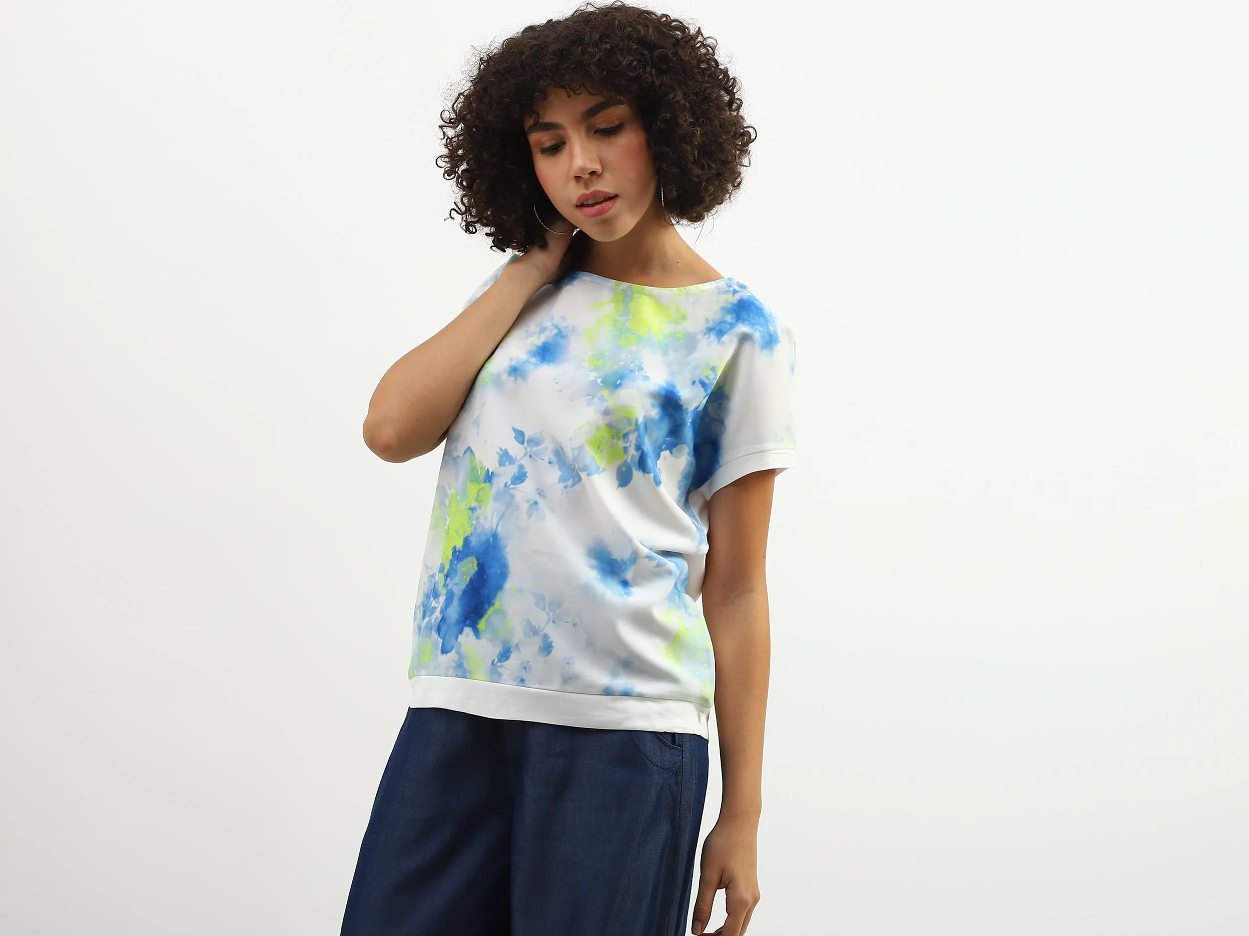 Women Tie & Dye Round Neck Top
