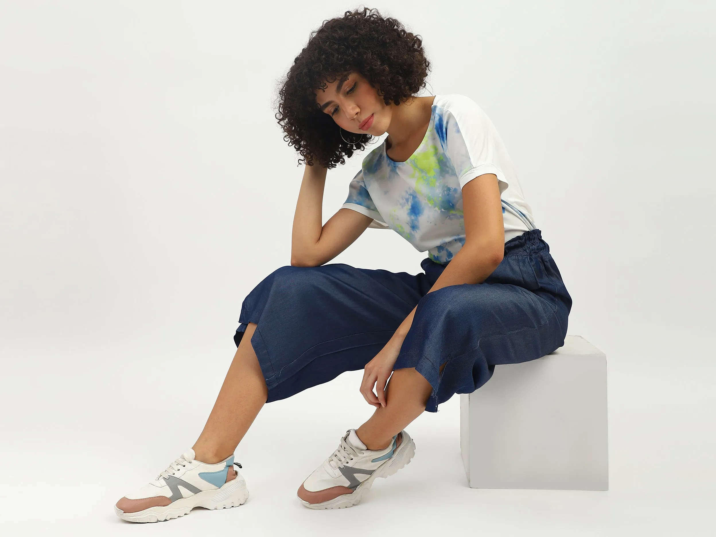 Women Tie & Dye Round Neck Top