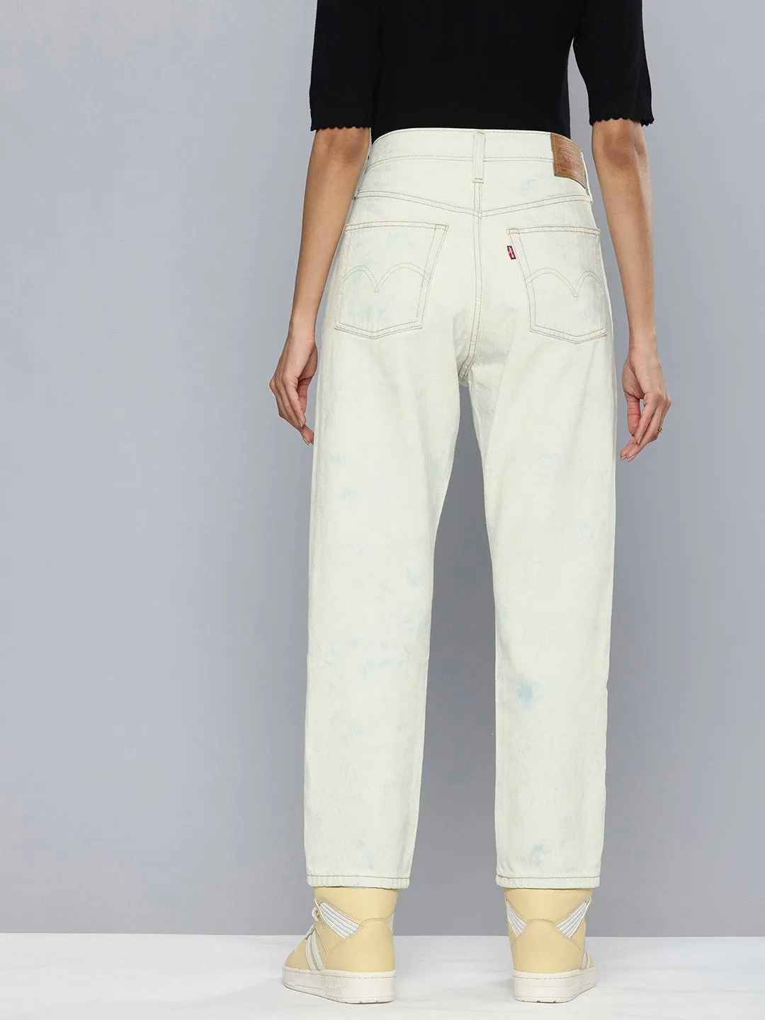 Women's 501 Off- White Straight Fit High Rise Jeans
