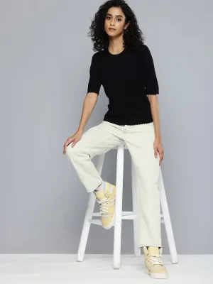 Women's 501 Off- White Straight Fit High Rise Jeans