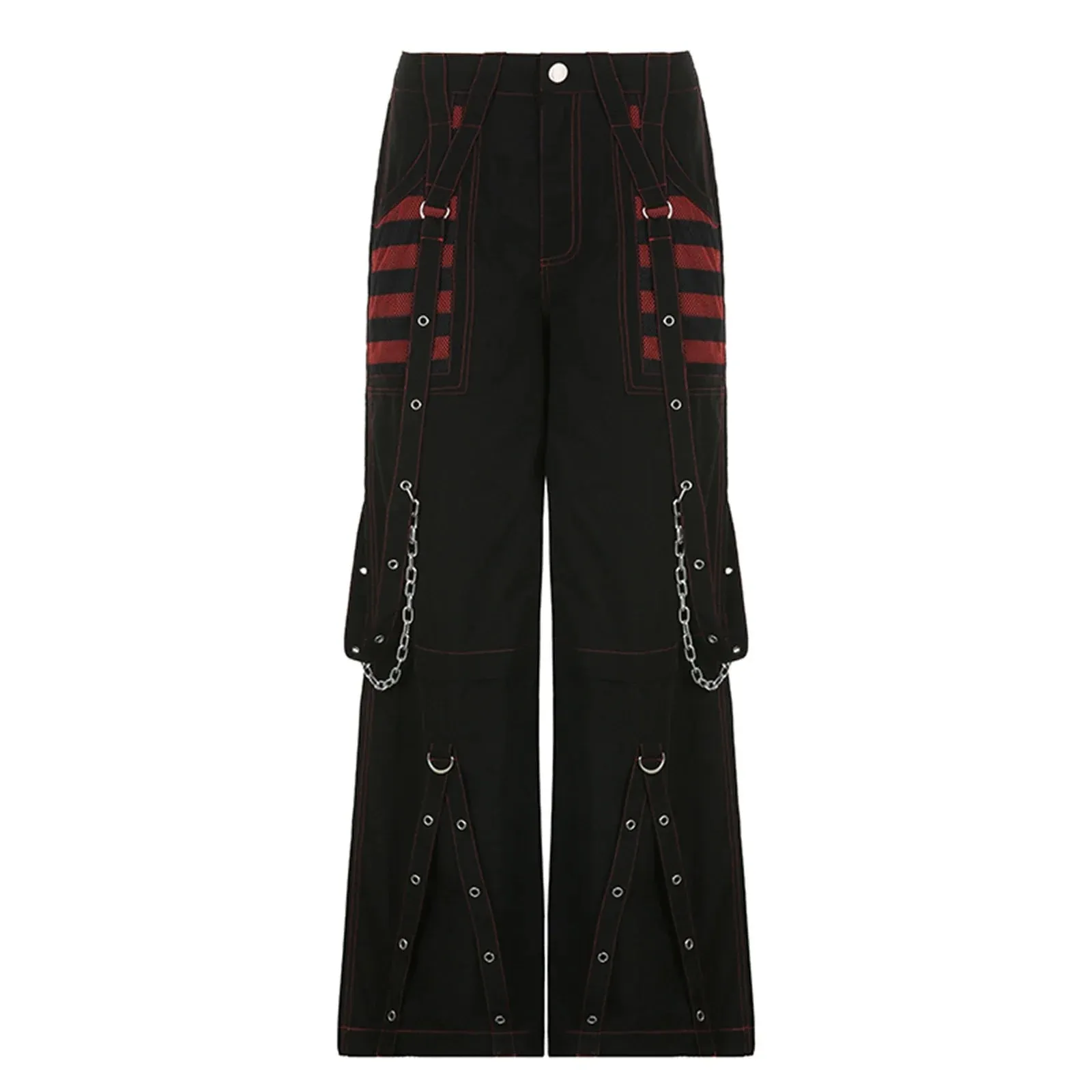 Women's High Waist Cargo Wide Leg Trousers with Pockets