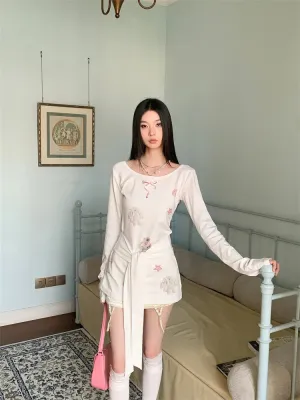 Y2K Bunny Wrap Tie Top