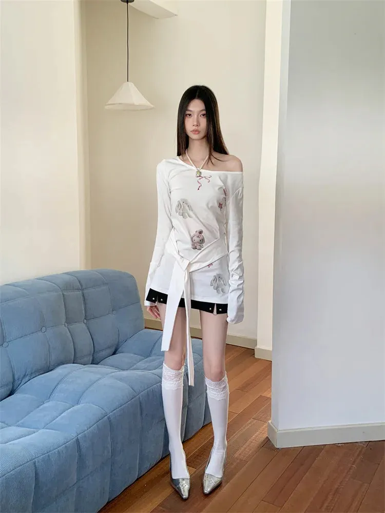 Y2K Bunny Wrap Tie Top