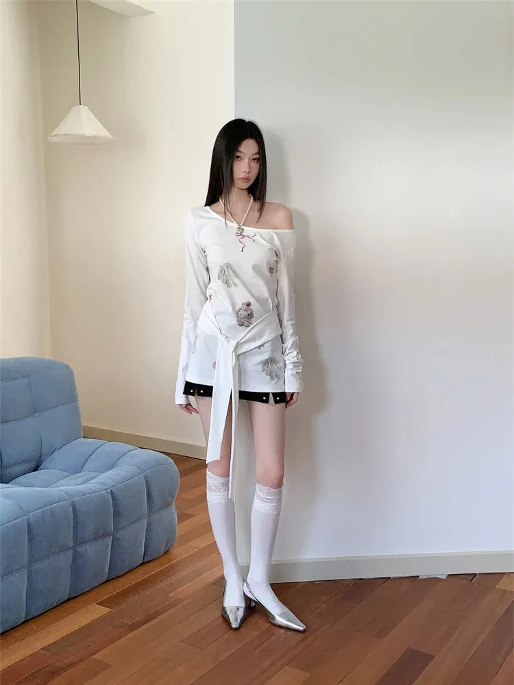 Y2K Bunny Wrap Tie Top