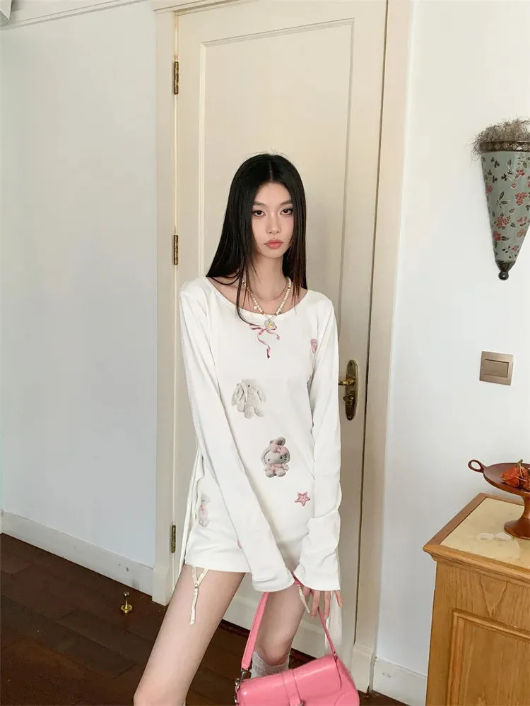 Y2K Bunny Wrap Tie Top