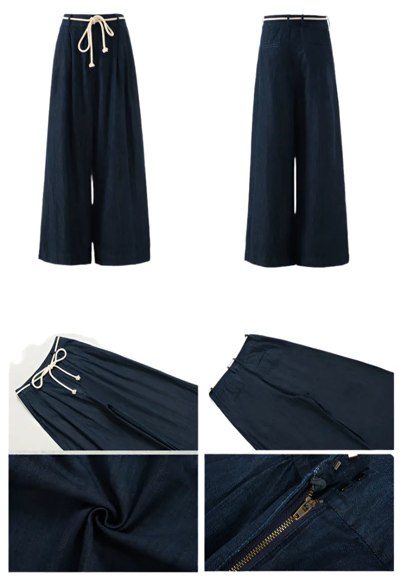 Y2K Drawstring Denim Wide Leg Jeans | Streetwear Pants Women Oversized Fit