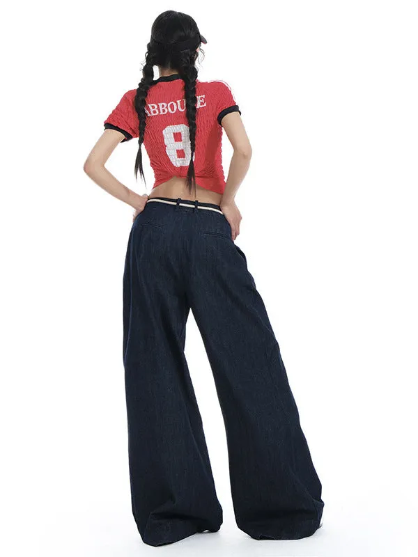 Y2K Drawstring Denim Wide Leg Jeans | Streetwear Pants Women Oversized Fit