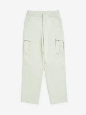 Y&F Kids Off-White Washed Straight - Fit High - Rise Jeans