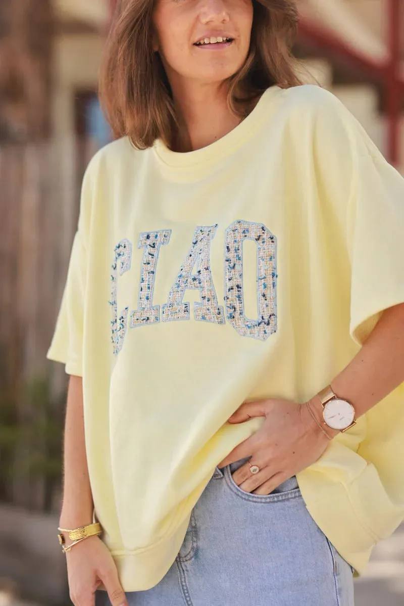Yellow “CIAO” Italian Knit Top