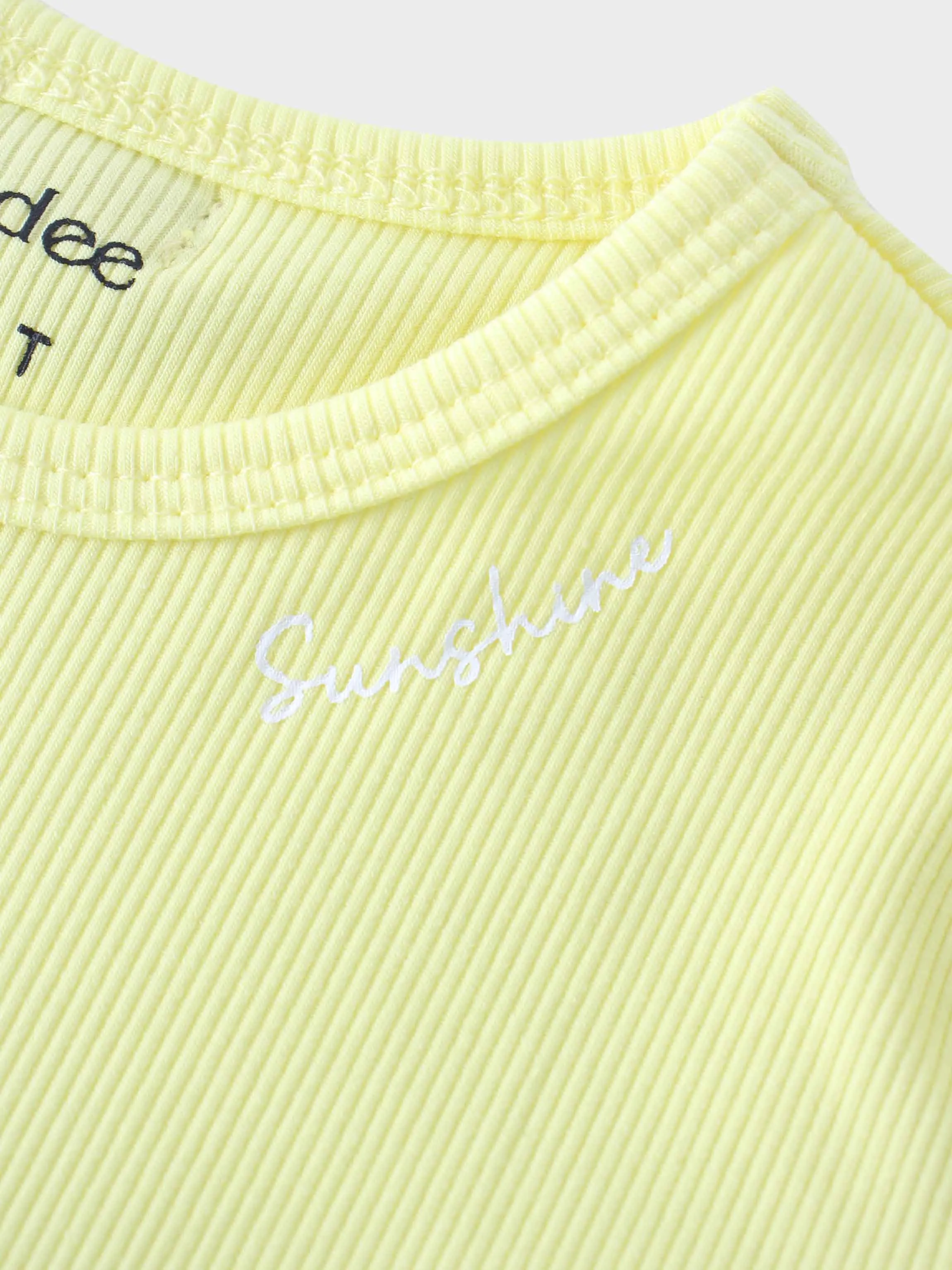 Yellow Ribbed Short Set