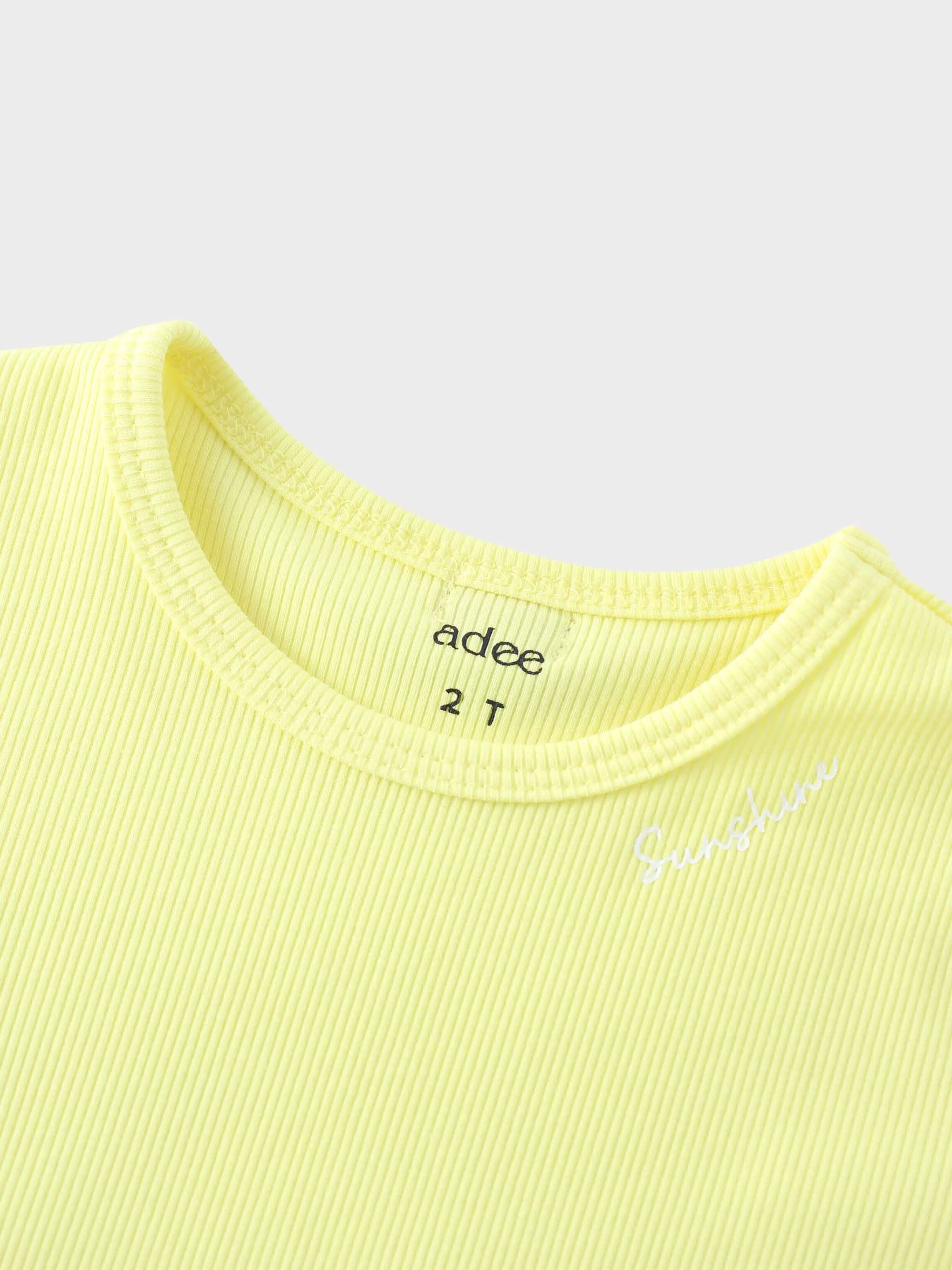 Yellow Ribbed Short Set