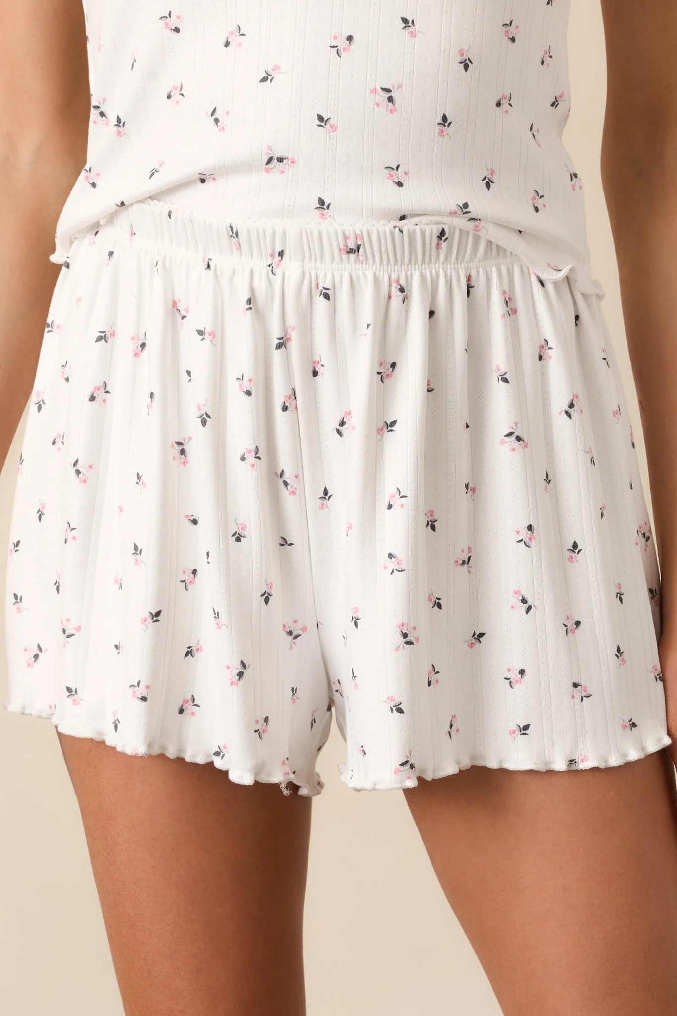 Z Supply White Emmie Ditsy Floral Pointelle Short